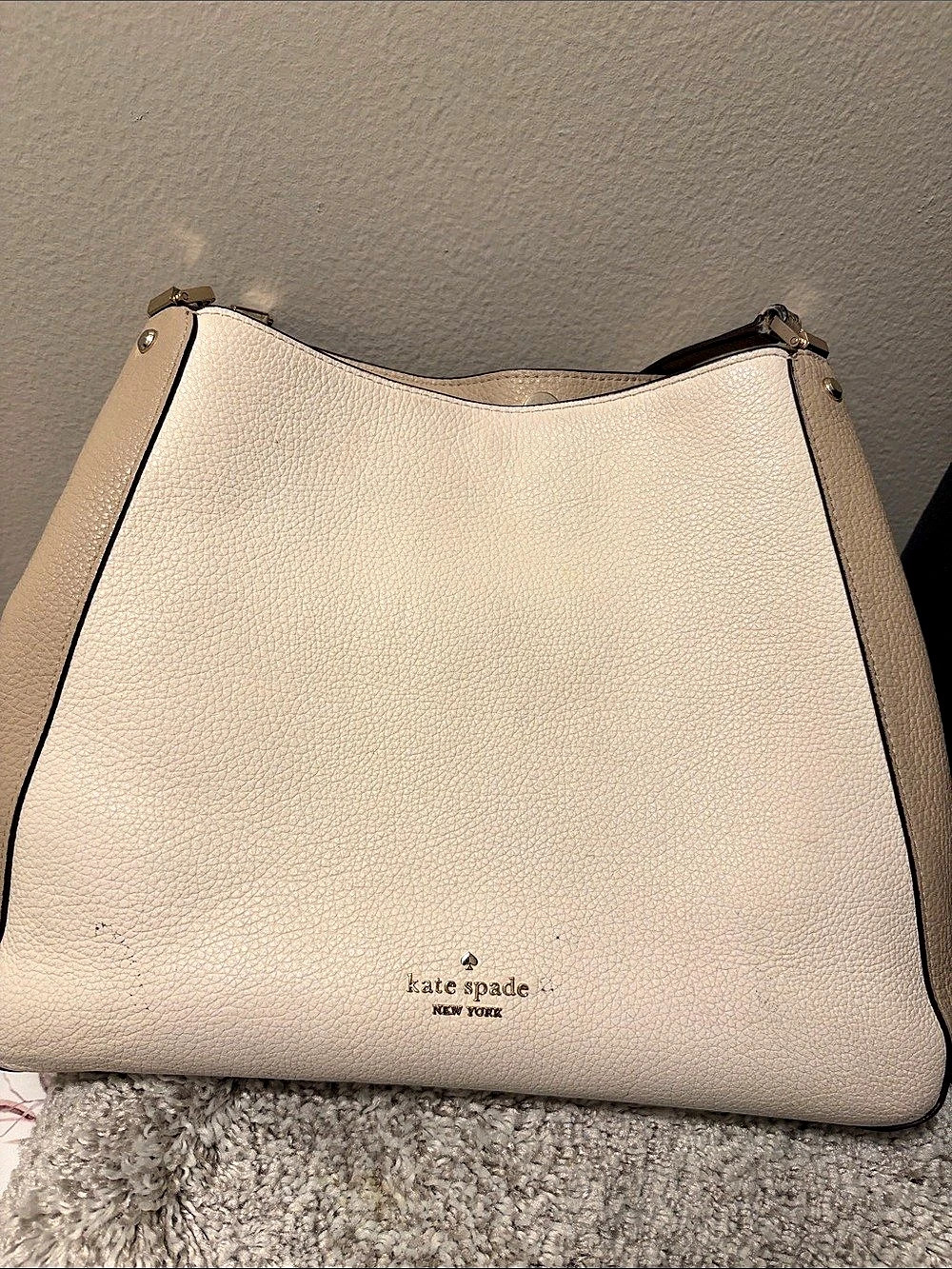 Kate Spade Pebbled Hobo Bag in Beige